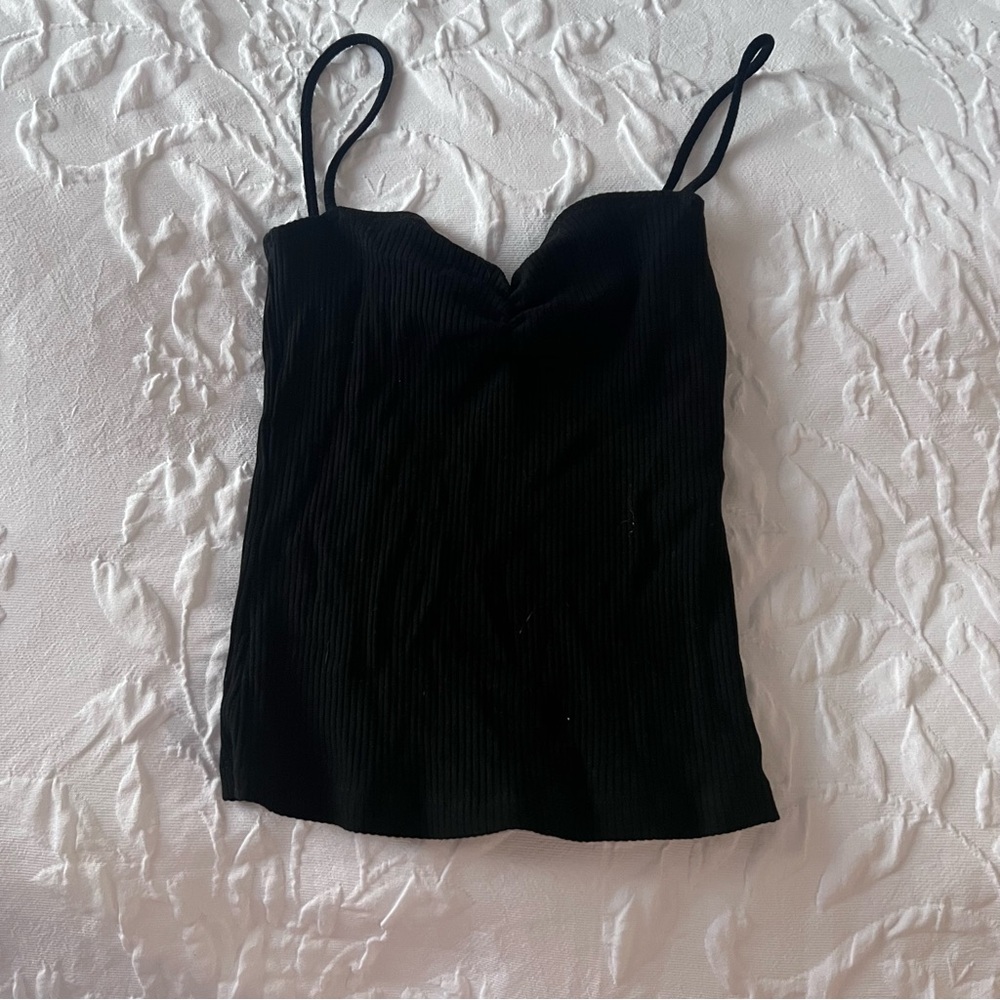 Reformation Sweetheart Ribbed Tank in Black
